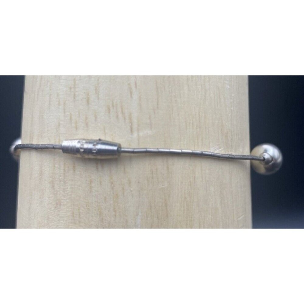 SW Bracelet Liquid Silver Tested 925 Sterling 7.5' 3g Vintage Bead Unisex Barrel - Picture 8 of 13
